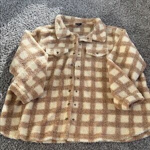 Bobeau Tan and Cream Plaid Jacket